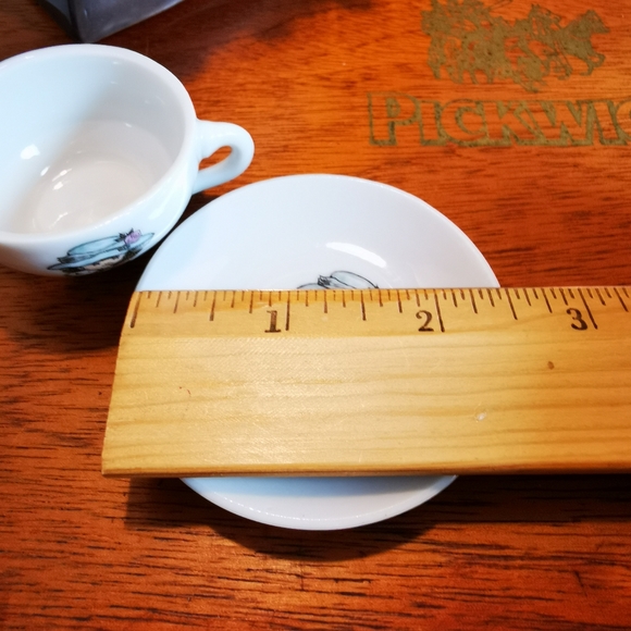 Vintage Japan Miniature Ceramic Tea Cup and Saucer Girl in Big Hat with Kitties - Picture 14 of 16